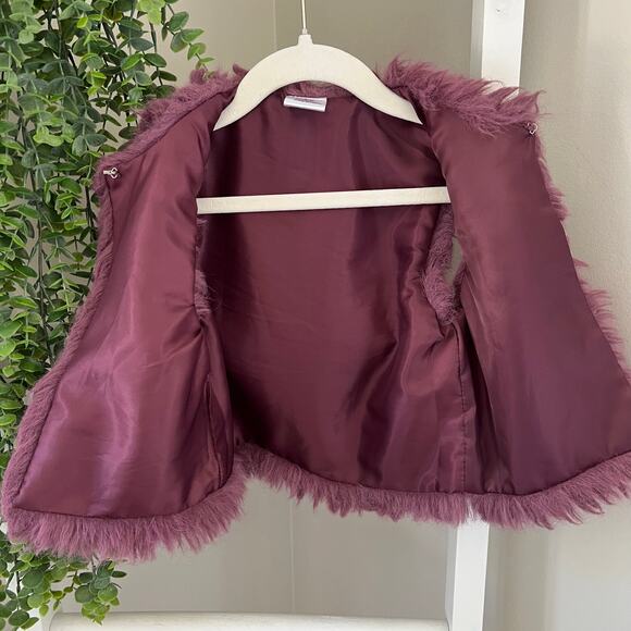 Faux Fur Vest Dark Muave Pink Girl's Size XS - Picture 6 of 6